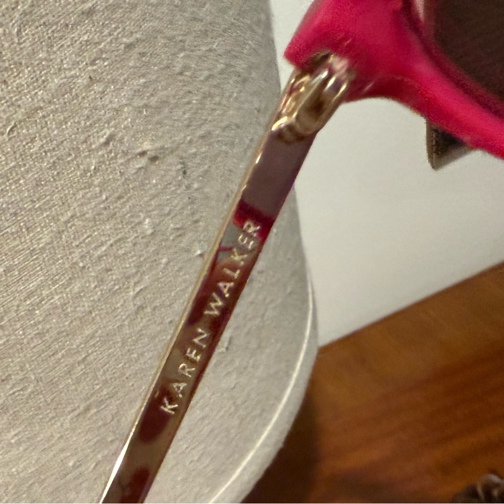 ICONIC NWOT Karen Walker Hot Pink Sunglasses with gold accents and case - Picture 9 of 13